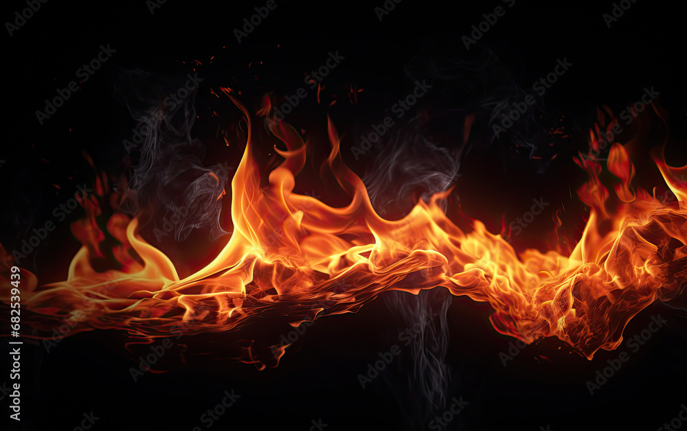 Fototapeta premium Magical Flames on Black Background - Enchanting Firelight for Captivating Designs