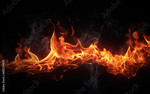 Magical Flames on Black Background - Enchanting Firelight for Captivating Designs