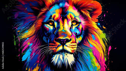 colorful portrait of a lion  s head