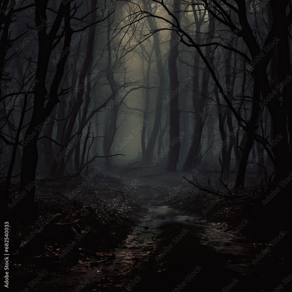 Fototapeta premium night in the forest, dark forest