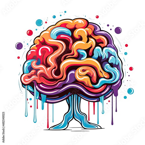 knowledge brain playful illustration sketch collage expressive artwork clipart painting