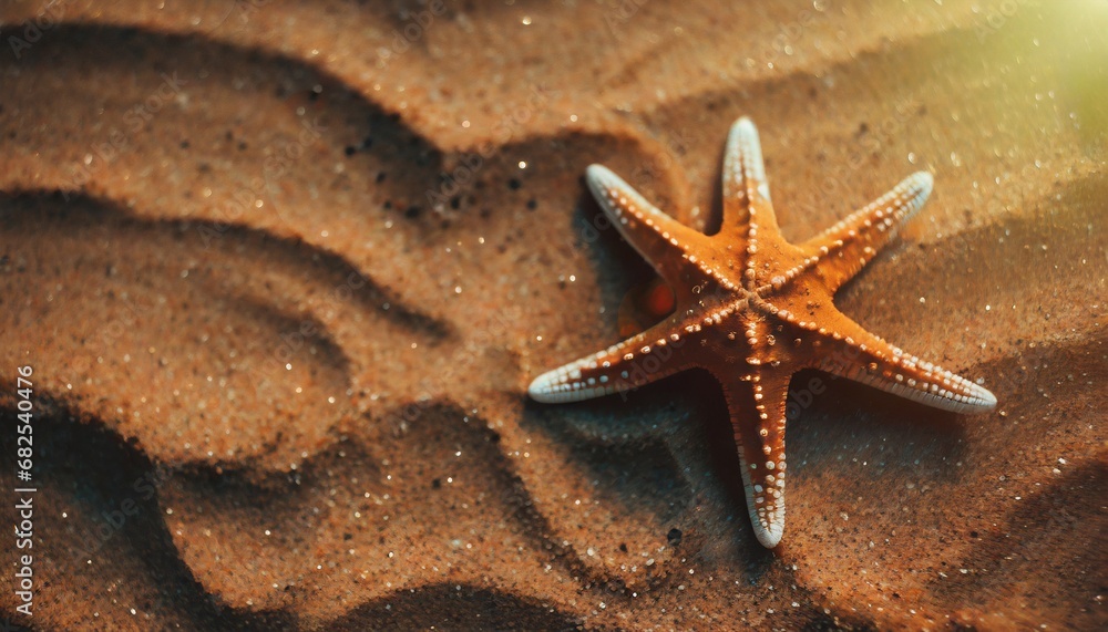 Starfish in the sand. Copy space, flatly. The concept of tourism and recreation Starfish in the sand. Copy space, flatly. The concept of tourism and recreation