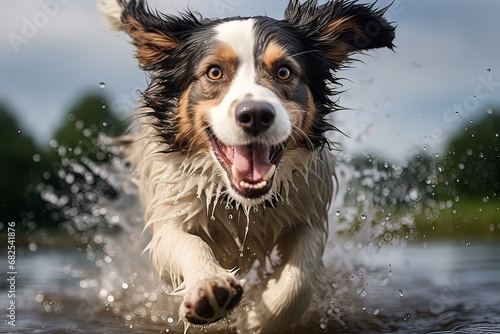 AI cane che corre felice nell'acqua 03