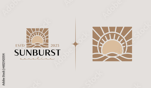 Sunset Wave Logo Template. Universal creative premium symbol. Vector illustration. Creative Minimal design template. Symbol for Corporate Business Identity