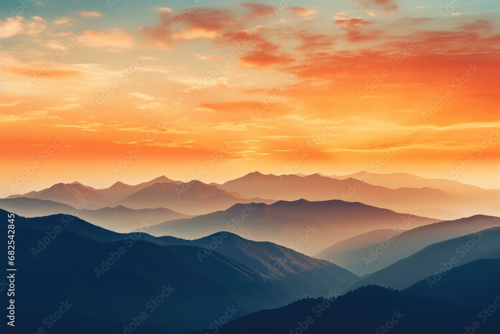 Dusk above the mountains, copy space