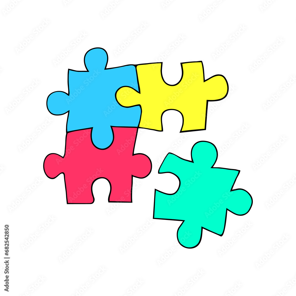 Obraz premium Puzzle elements on a white background. Children theme.