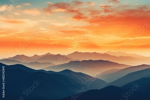 Dusk above the mountains, copy space