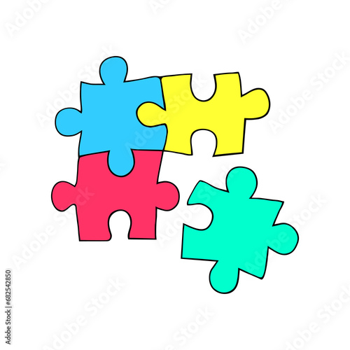 Puzzle elements on a white background. Children theme.