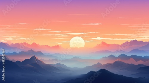 Dusk above the mountains, copy space © BrandwayArt