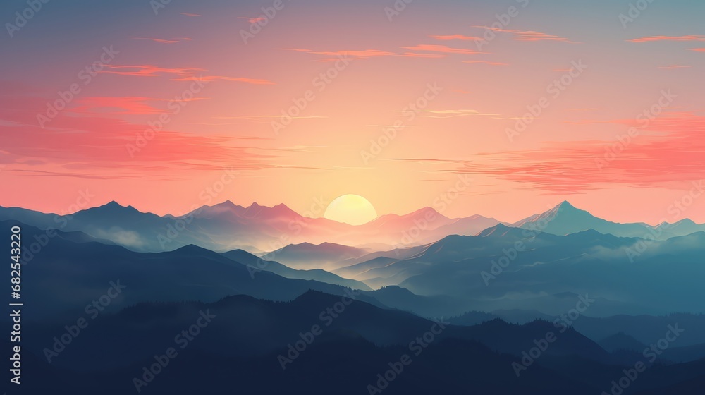 Dusk above the mountains, copyspace
