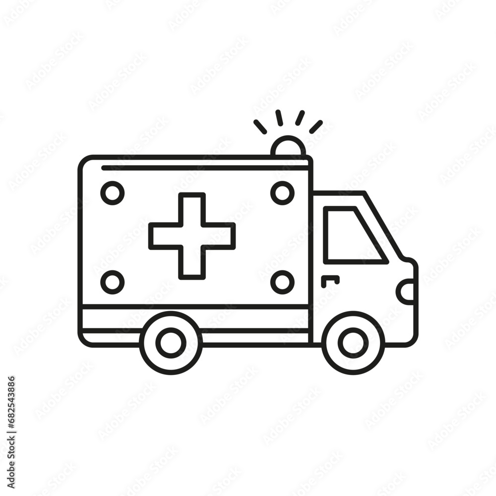 Ambulance vehicle line icon. First aid, emergency service. Urgent medical care concept. Isolated vector illustration. Ambulance vehicle line icon. First aid, emergency service. Urgent medical care concept. Isolated vector illustration.
