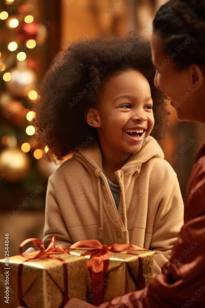 Close up Portrait of little child with christmas gifts on christmas eve. Santa presents and details of joy. holiday spirit Close up Portrait of little child with christmas gifts on christmas eve. Santa presents and details of joy. holiday spirit