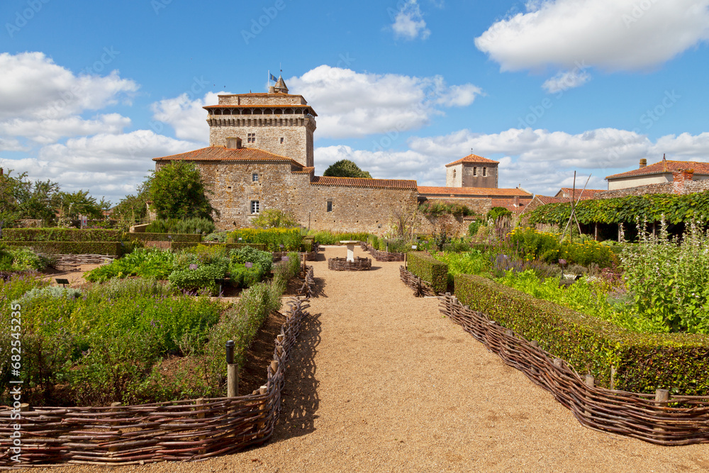 Garden of the medieval keep of Bazoges-en-Pareds