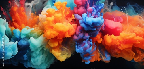 Witness the vibrant explosion of acrylic ink in vibrant colors floating on water. 
