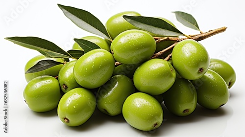 Wallpaper Mural a bunch of Green Olives with leaves, fresh and crisp in an isolated and transparent PNG in an Appetizer-themed, photorealistic illustration. Generative ai Torontodigital.ca