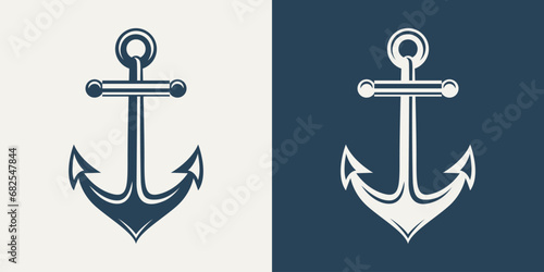 Vector Anchors. Anchor Silhouette Icon Set. Anchor with Outline. Anchor Design Template. Vector Illustration