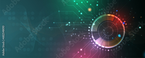 Quantum processing. Deep learning artificial intelligence. Future new technology  for business or science presentation. Vector background