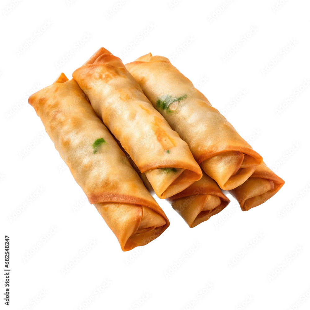Eggrolls in an isolated and transparent PNG in an Oriental-themed, photorealistic illustration. Generative ai Eggrolls in an isolated and transparent PNG in an Oriental-themed, photorealistic illustration. Generative ai
