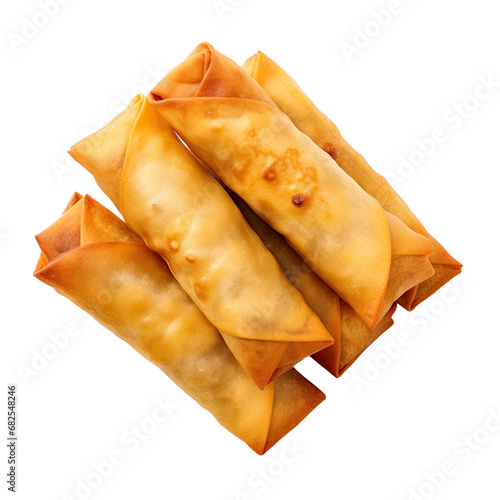 Eggrolls in an isolated and transparent PNG in an Oriental-themed  photorealistic illustration. Generative ai