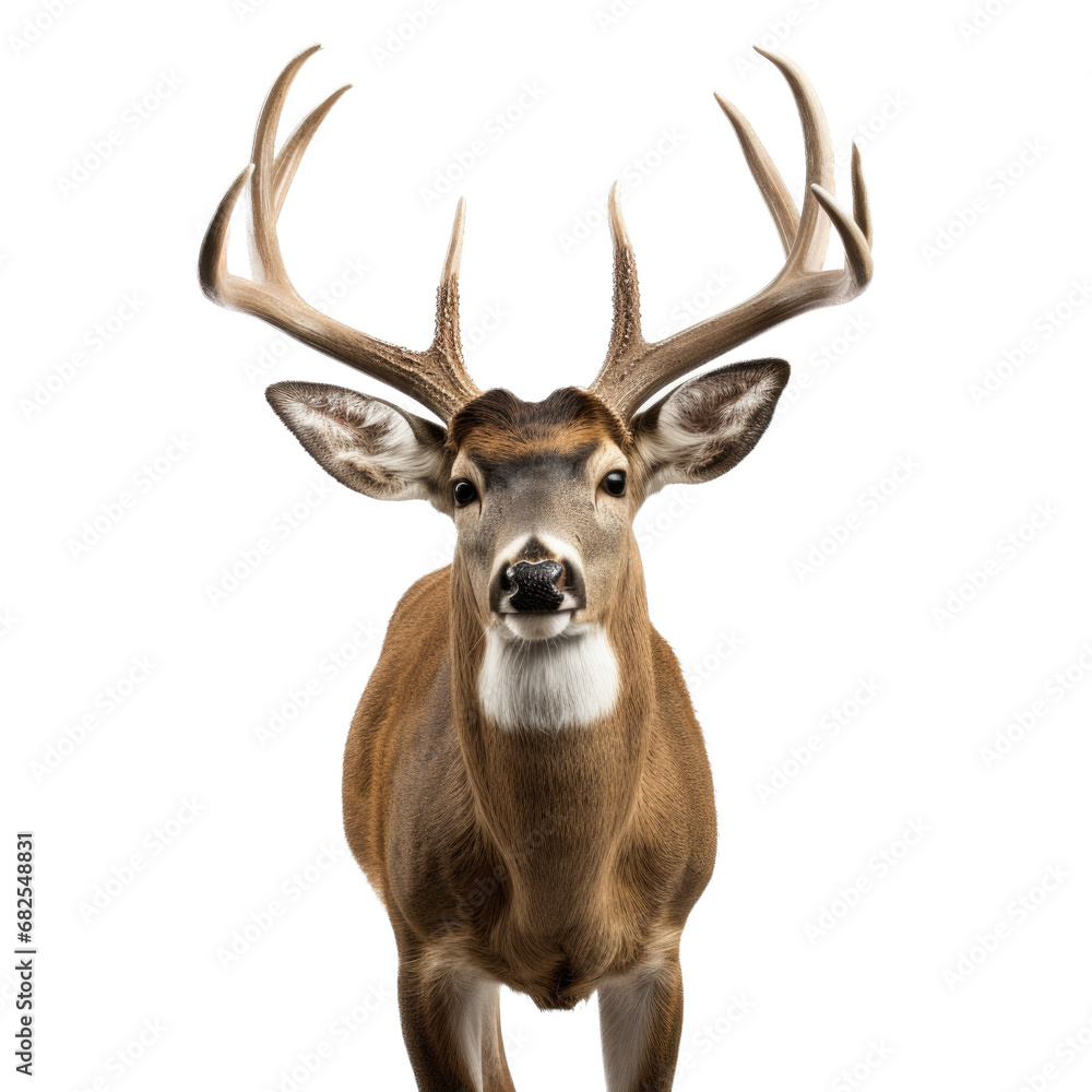 a Whitetail deer portrait, front view in an isolated and transparent PNG in a Wildlife-themed, photorealistic illustration. Generative ai a Whitetail deer portrait, front view in an isolated and transparent PNG in a Wildlife-themed, photorealistic illustration. Generative ai