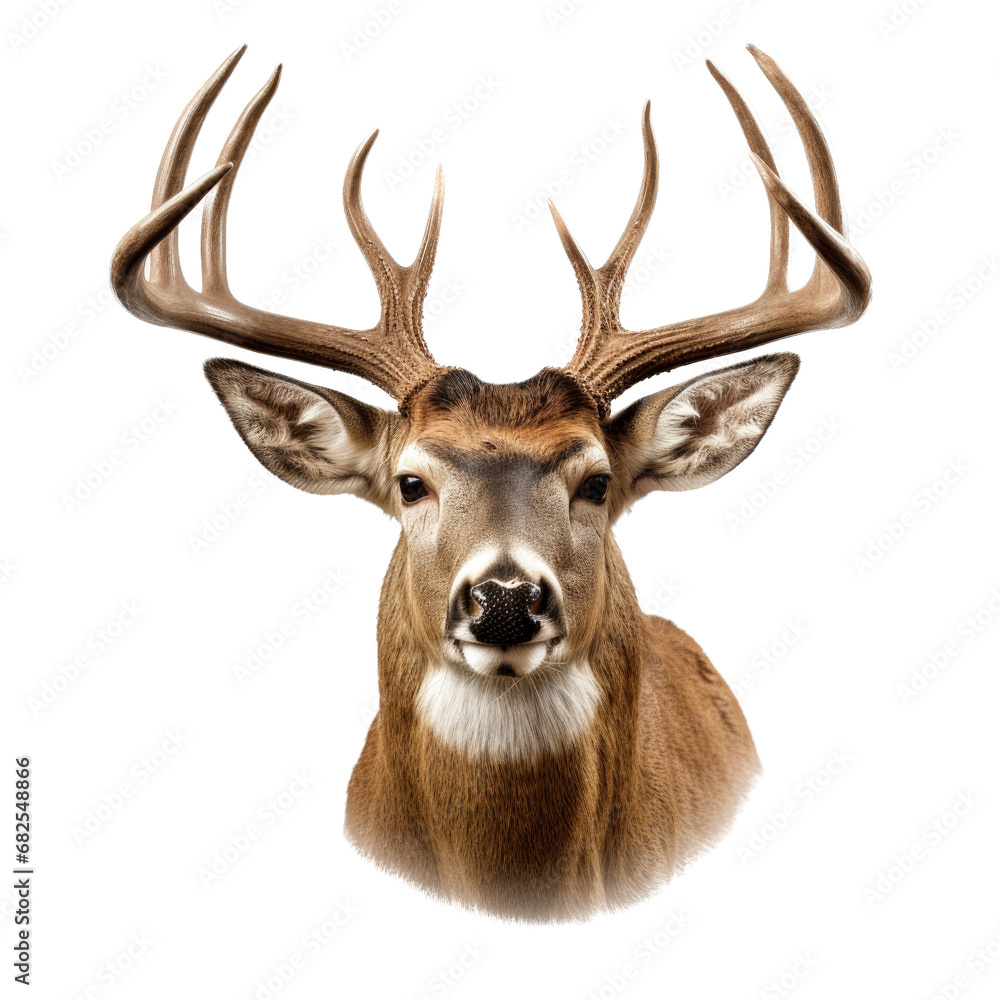 a Whitetail deer portrait, front view in an isolated and transparent PNG in a Wildlife-themed, photorealistic illustration. Generative ai a Whitetail deer portrait, front view in an isolated and transparent PNG in a Wildlife-themed, photorealistic illustration. Generative ai