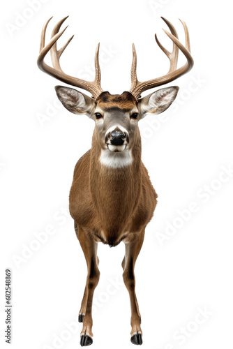 a Whitetail deer portrait,  front view in an isolated and transparent PNG in a Wildlife-themed, photorealistic illustration. Generative ai © Purple Penguin GFX