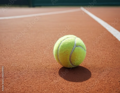 Tennis ball on court closeup.