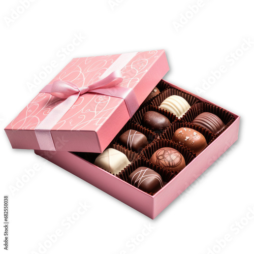 pink box of chocolates, isolated on transparent background © Zanni