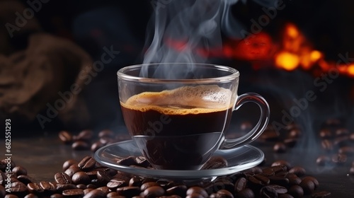 Hot cup of black coffee UHD wallpaper