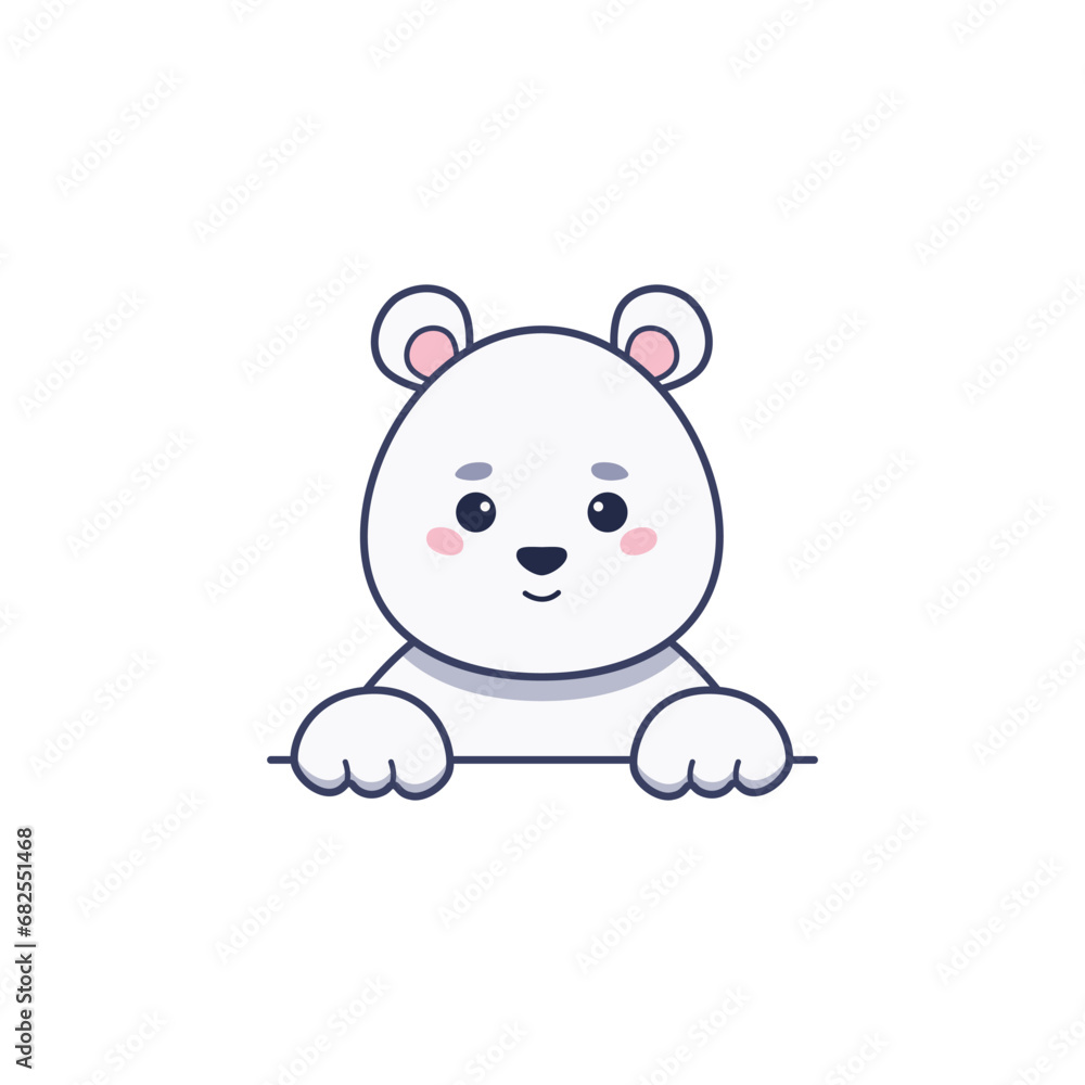 Cute smiling polar bear in cartoon style. Vector flat illustration Cute smiling polar bear in cartoon style. Vector flat illustration
