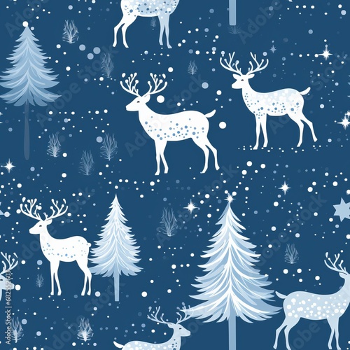 Vintage christmas reindeer seamless pattern in solid pastel colors for festive holiday design