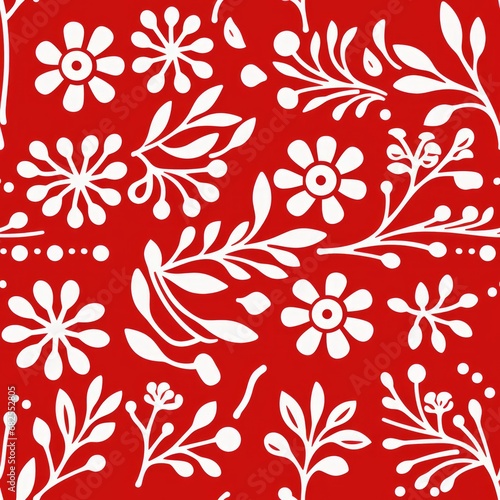 Vintage red and white christmas seamless pattern with solid pastel colors in vector style