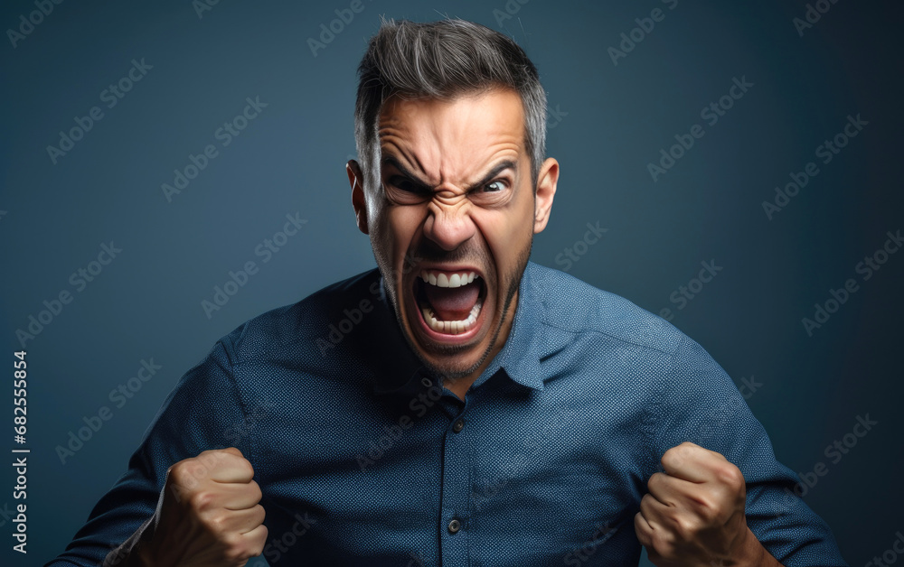 A man looking aggressively annoyed by something, freaking out, dangerous, screaming A man looking aggressively annoyed by something, freaking out, dangerous, screaming