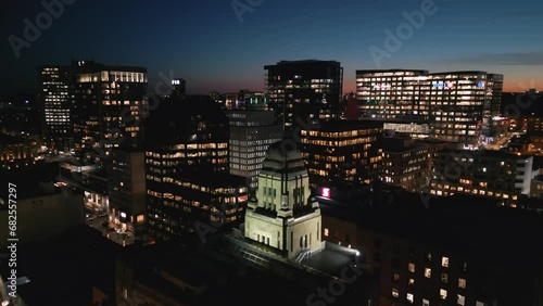 Wallpaper Mural Cinematic drone shot of office skyscrapers at night.Halifax, Nova Scotia,Canada. Torontodigital.ca