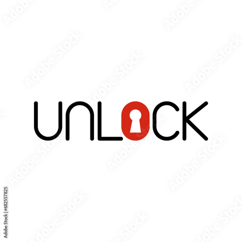 unlock tag line vector logo design