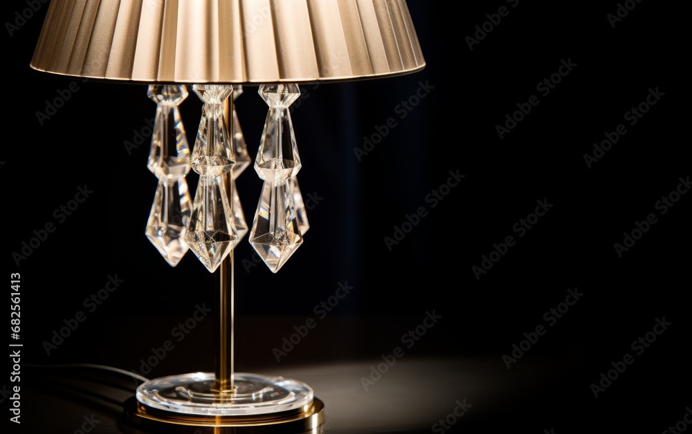 Decorative gold lamp with crystals and a soft light for a classy look