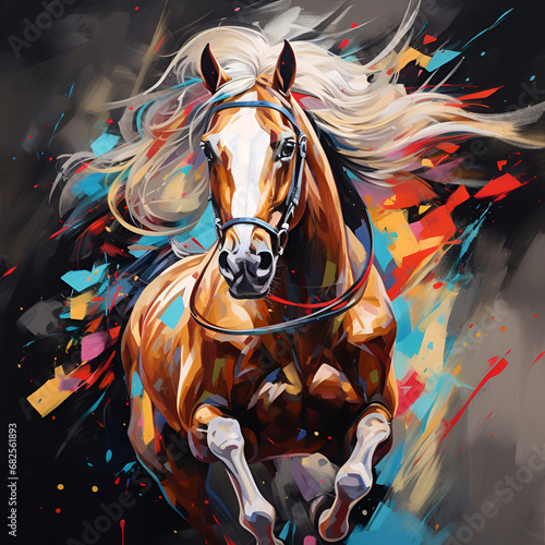 Artistic Style Running Horse Painting Drawing Artwork