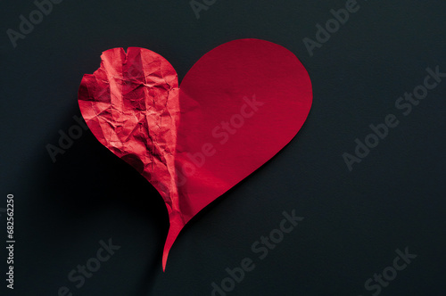 Quadro em tela half crumpled heart