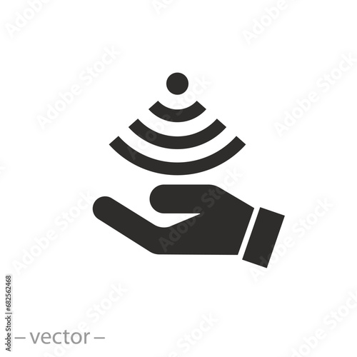 touch signal icon, movement hand sensor, flat symbol - editable stroke vector illustration