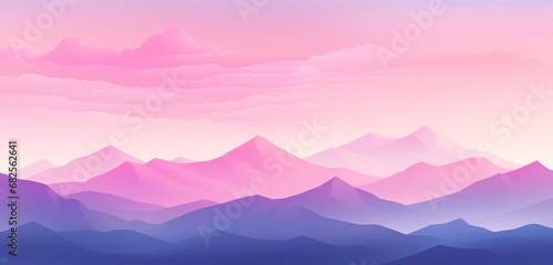  a mountain range at dawn with a linear gradient from soft lavender to morning pink.