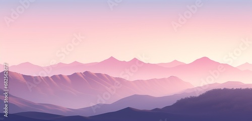 a mountain range at dawn with a linear gradient from soft lavender to morning pink.