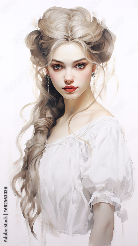 Fototapeta premium beauty young european girl with white background z