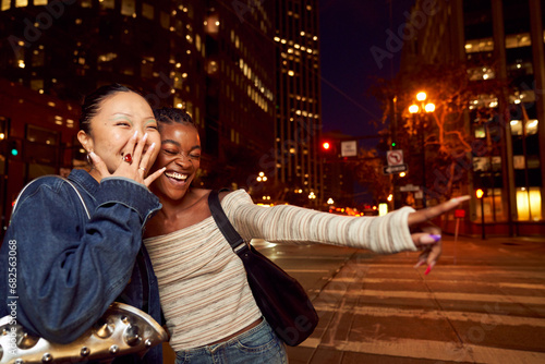 Photography Girlfriends in the City Together on a Night Out of Town (City Girls)