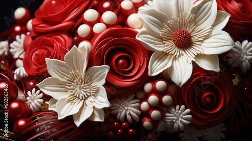 White and red wedding flowers UHD wallpaper