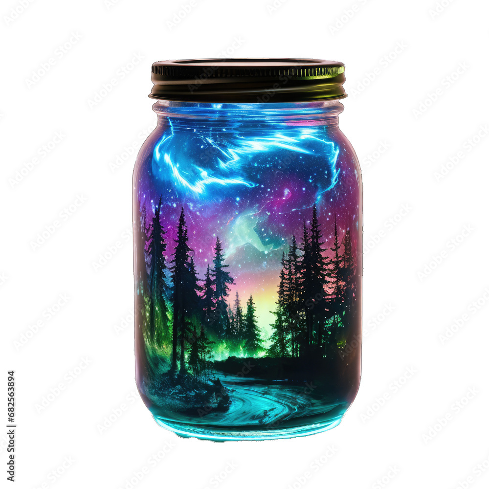 Aurora Borealis in a Jar. Isolated on a Transparent Background Aurora Borealis in a Jar. Isolated on a Transparent Background