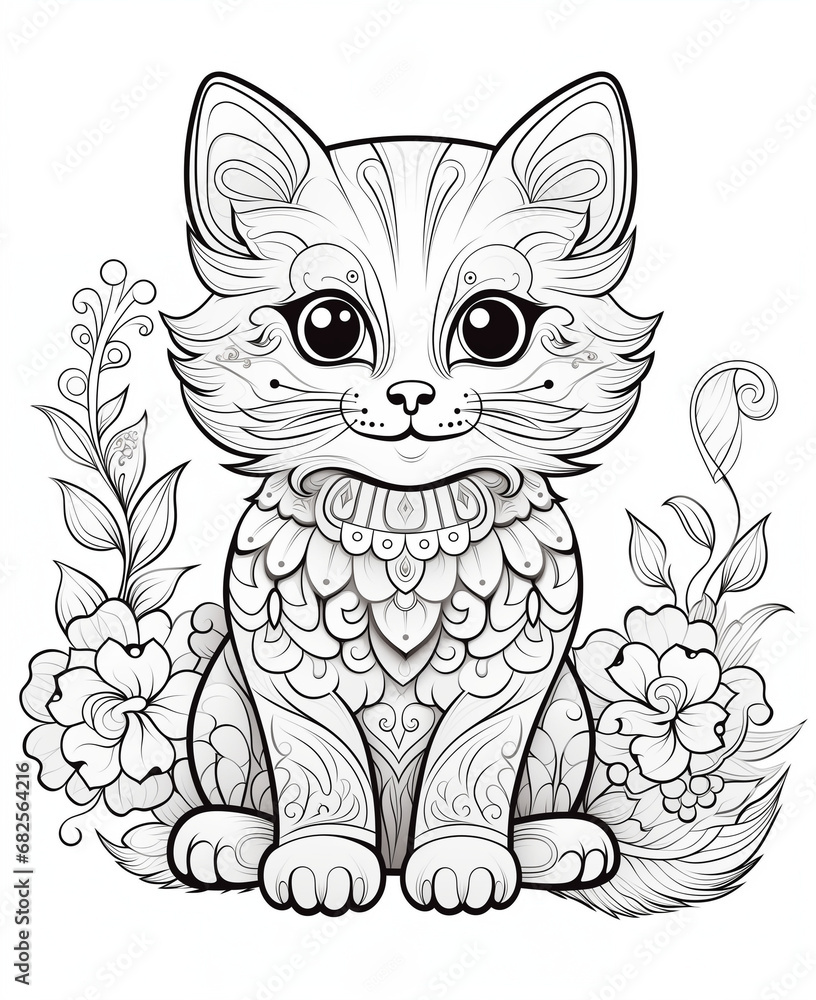 Obraz premium Cat coloring book for kids