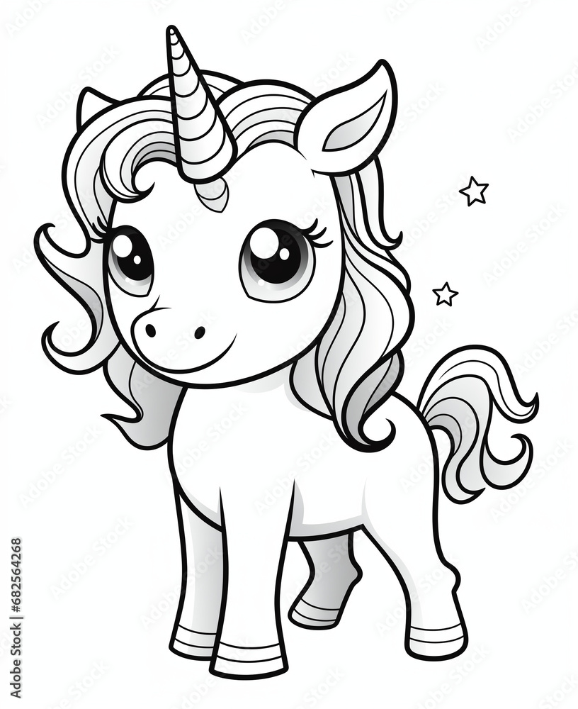 Fototapeta premium Unicorn coloring book for kids
