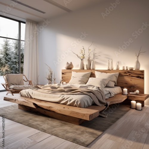 Modern style bed without he...