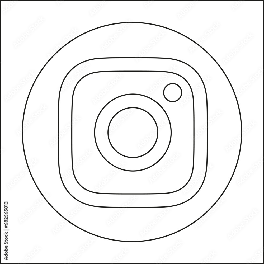 Insta Icon Line Instagram social media app thin line icon. Square shape vector ...