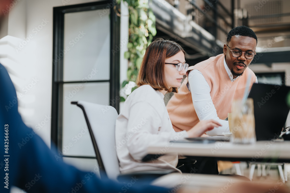 Diverse business team brainstorming and collaborating on projects for successful business growth and market research. Diverse business team brainstorming and collaborating on projects for successful business growth and market research.